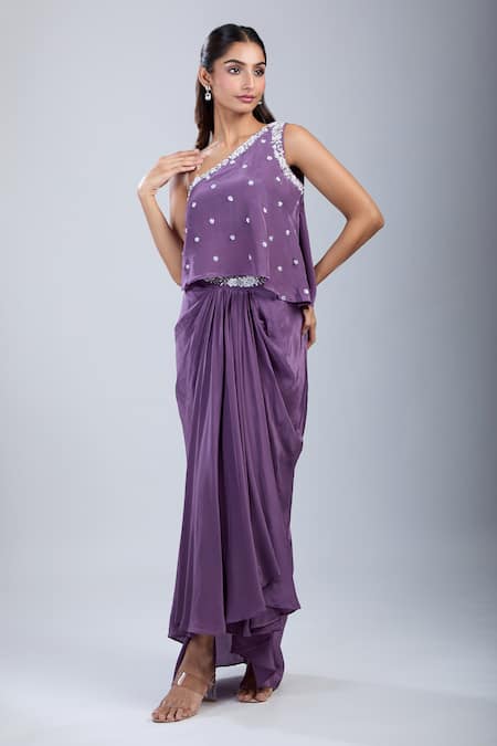 Samyukta Singhania Embellished Blouse With Skirt 