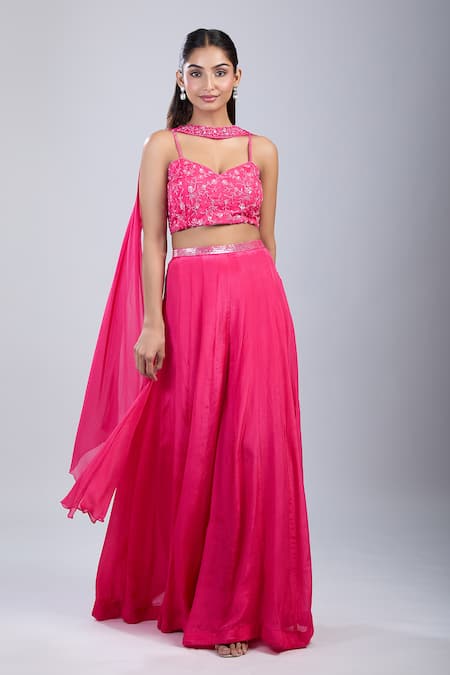 Samyukta Singhania Floral Embellished Blouse Palazzo Set