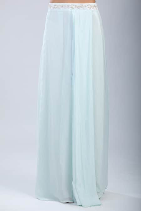 Buy Samyukta Singhania Green Chinon Sequins, Embroidery, Tassels Embellished Blouse With Draped Skirt Online at Aza Fashions Buy_Samyukta Singhania_Green Chinon Sequins, Embroidery, Tassels Embellished Blouse With Draped Skirt _Online_at_Aza_Fashions