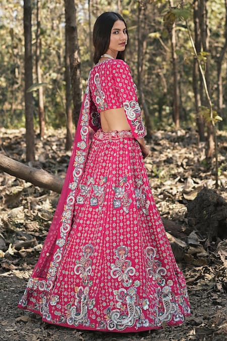 Panihari Raw Silk Embroidered Lehenga Set 