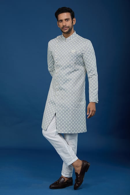 Arihant Rai Sinha Leaf Woven Sherwani Set 
