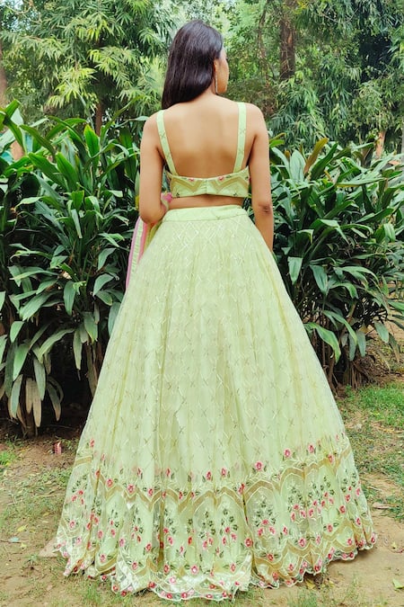 Amaltas Couture Net Embroidered Lehenga Set 