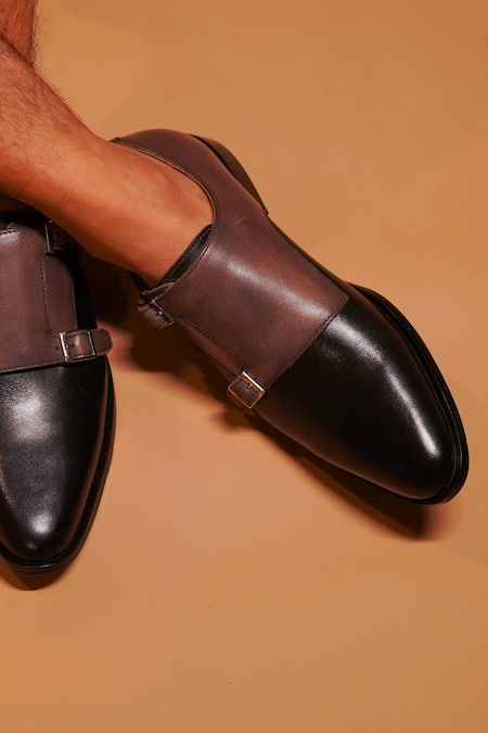 Dmodot Handcrafted Double Monk Strap Shoes 