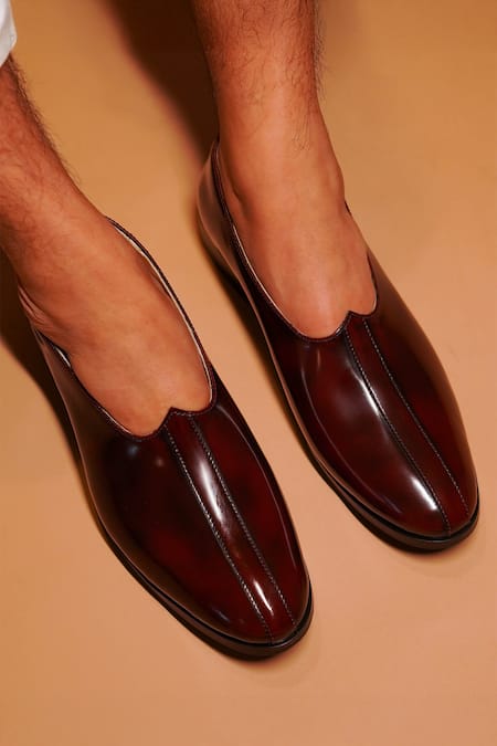Dmodot Burgundy Leather Mojri Shoes 