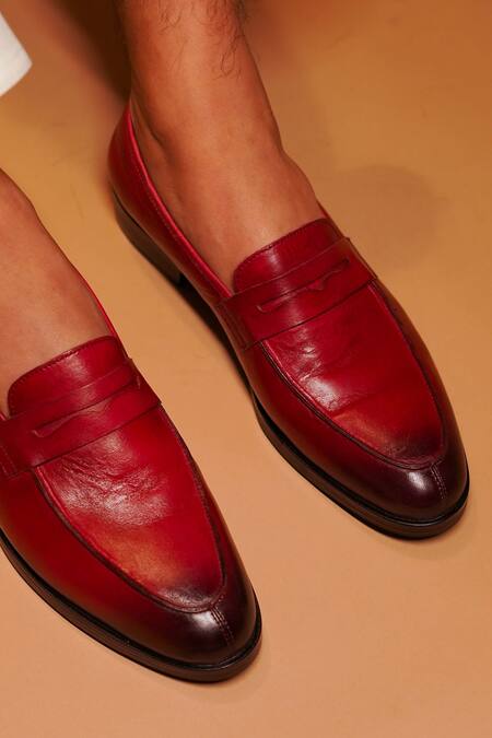 Dmodot Maroon Penny Loafer Shoes Online at Aza Fashions Dmodot_Maroon Penny Loafer Shoes _Online_at_Aza_Fashions