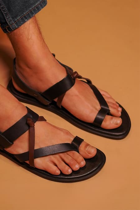 Dmodot_Black Ankle Back Strap Sandals _Online_at_Aza_Fashions