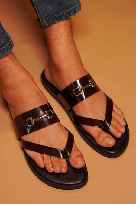 Dmodot Black Buckles Trim Leather Sandals 