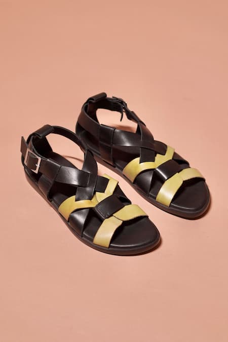Dmodot Pelle Nero Verdo Leather Sandals 