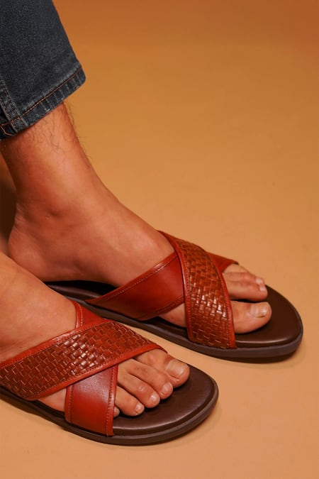 Dmodot Brown Basketweave Slip On Flats Online at Aza Fashions Dmodot_Brown Basketweave Slip On Flats _Online_at_Aza_Fashions