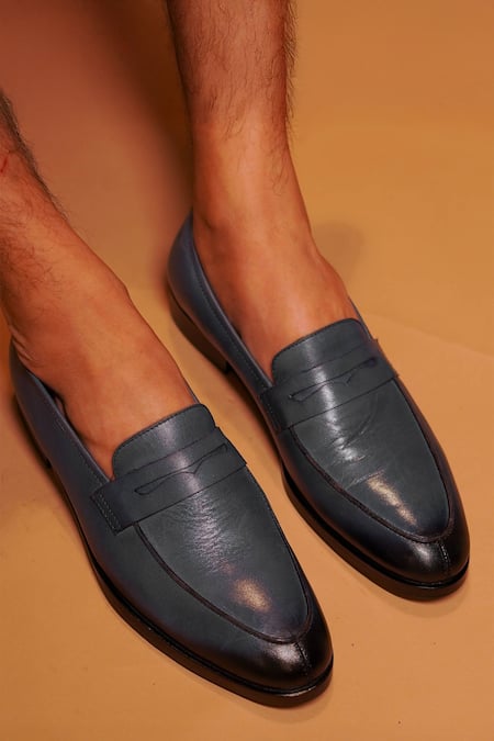 Dmodot Blue Penny Loafer Shoes