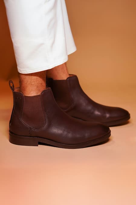 Dmodot_Brown  Lining Material Sheep Sprazzo Marrone Chelsea Boots_Online_at_Aza_Fashions