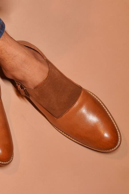 Dmodot_Brown Hand Polished Monk Shoes_Online_at_Aza_Fashions