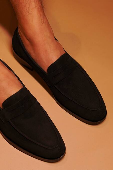 Shop Dmodot Black Penny Loafer Shoes at Aza Fashions Shop_Dmodot_Black Penny Loafer Shoes _at_Aza_Fashions
