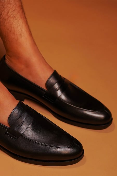Shop Dmodot Black Penny Loafer Shoes at Aza Fashions Shop_Dmodot_Black Penny Loafer Shoes _at_Aza_Fashions