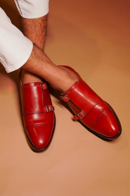 Dmodot Red Double Monk Shoes