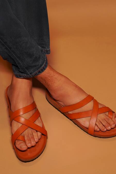 Shop Dmodot Brown Leather Strappy Sandals at Aza Fashions Shop_Dmodot_Brown Leather Strappy Sandals_at_Aza_Fashions