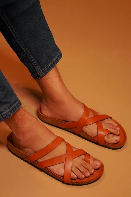Dmodot Brown Leather Strappy Sandals Online at Aza Fashions Dmodot_Brown Leather Strappy Sandals_Online_at_Aza_Fashions