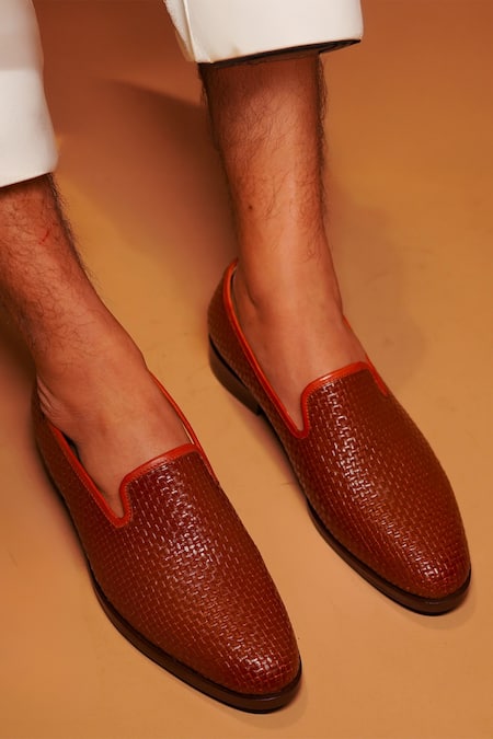Dmodot Leather Woven Loafers 