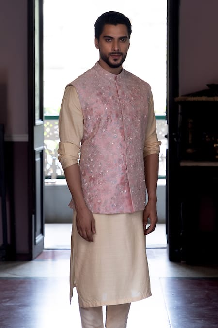 Aangan By Parul Alchemy Floral Embroidered Bundi & Kurta Set 