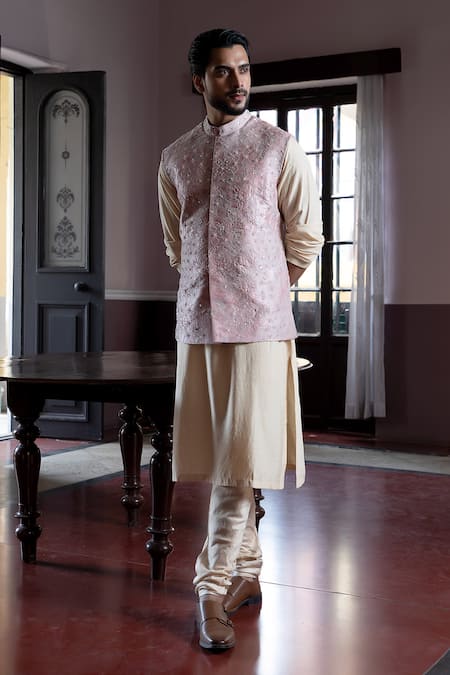 Aangan By Parul Alchemy Floral Embroidered Bundi & Kurta Set 
