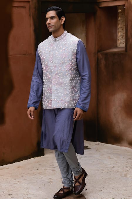 Aangan By Parul Grandeur Florette Embroidered Bundi & Kurta Set 