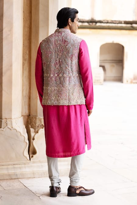 Aangan By Parul Tapestry Sequin Embroidered Bundi & Kurta Set 