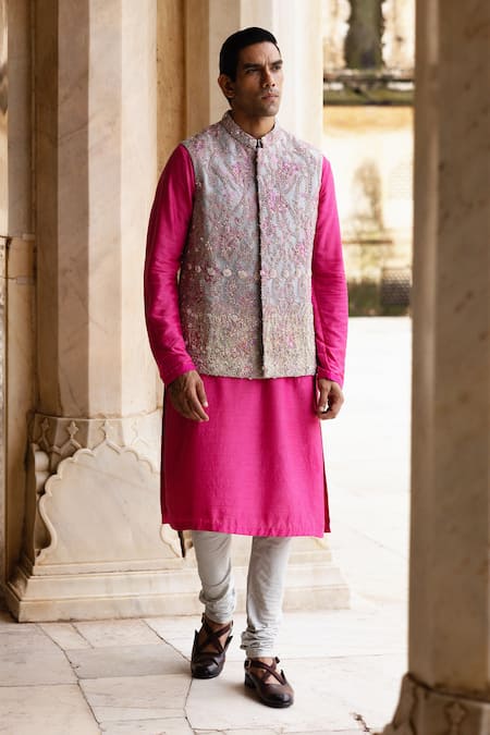 Aangan By Parul Tapestry Sequin Embroidered Bundi & Kurta Set 