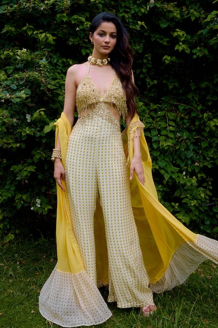 Nikasha Janeman Floral Print Jumpsuit With Cape 