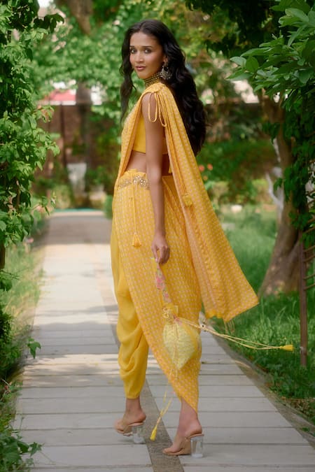 Nikasha Haseena Printed Pre-Draped Dhoti Saree With Blouse 