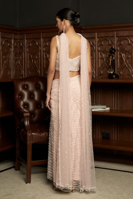 Istya Embroidered Blouse Draped Skirt Set 