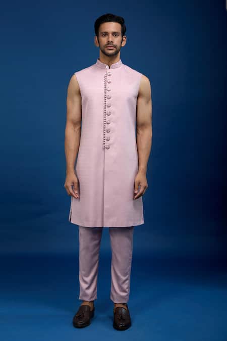 Buy_Arihant Rai Sinha_Pink Silk Embroidery, Sequins Sherwani Set 