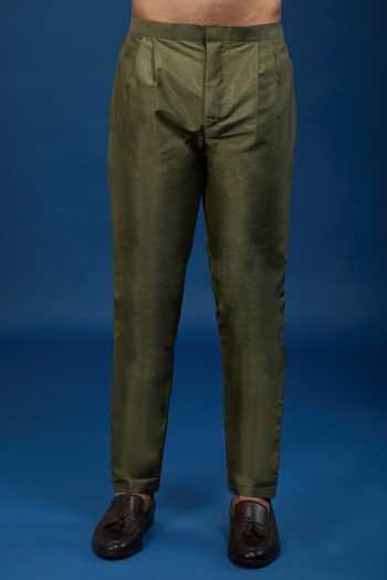 Shop_Arihant Rai Sinha_Green Silk Embroidery Butti Sherwani Set _Online_at_Aza_Fashions