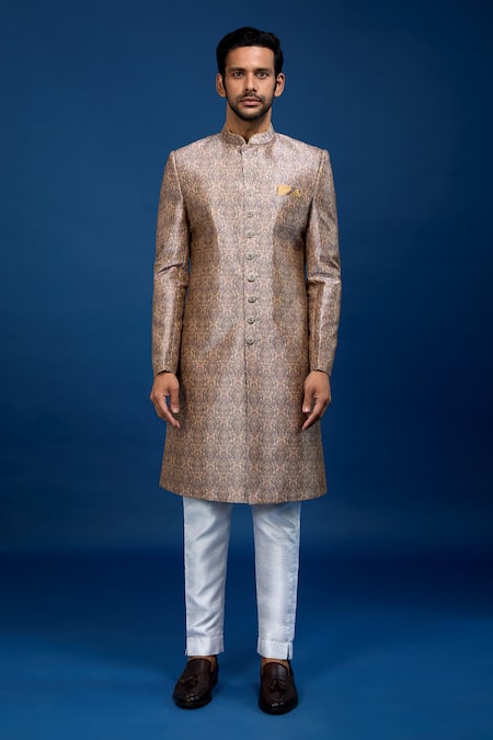 Arihant Rai Sinha_Multi Color Silk, Dupion Butti Pattern Sherwani With Pant _Online_at_Aza_Fashions