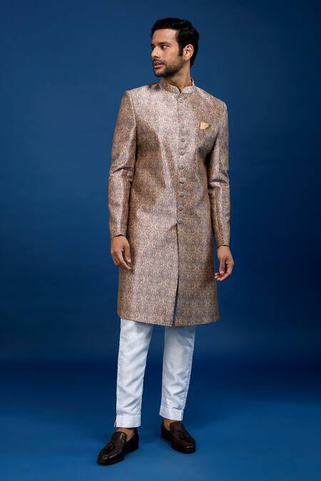Buy_Arihant Rai Sinha_Multi Color Silk, Dupion Butti Pattern Sherwani With Pant _Online_at_Aza_Fashions