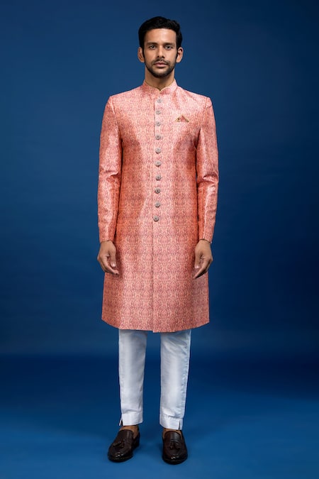 Buy_Arihant Rai Sinha_Multi Color Silk, Dupion Embroidery Butti Pattern Sherwani With Pant _Online_at_Aza_Fashions