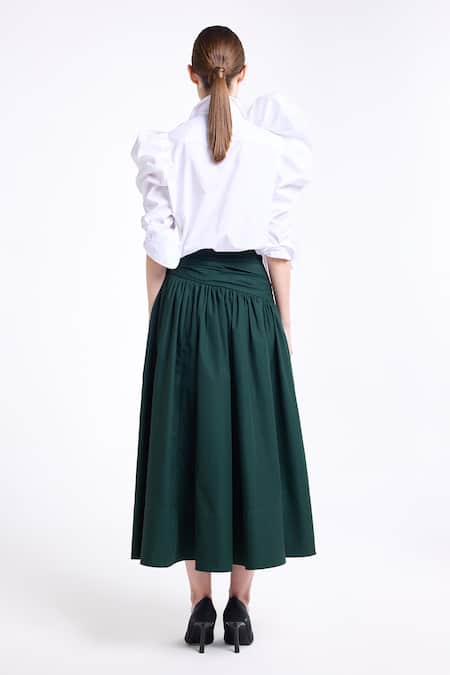Gauri & Nainika Pouf Sleeve Ruffled Shirt With Skirt 