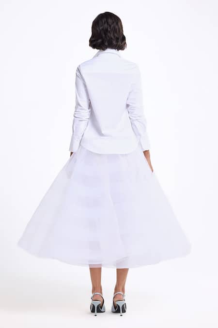 Gauri & Nainika Fitted Embroidered Shirt With Tea Length Skirt 