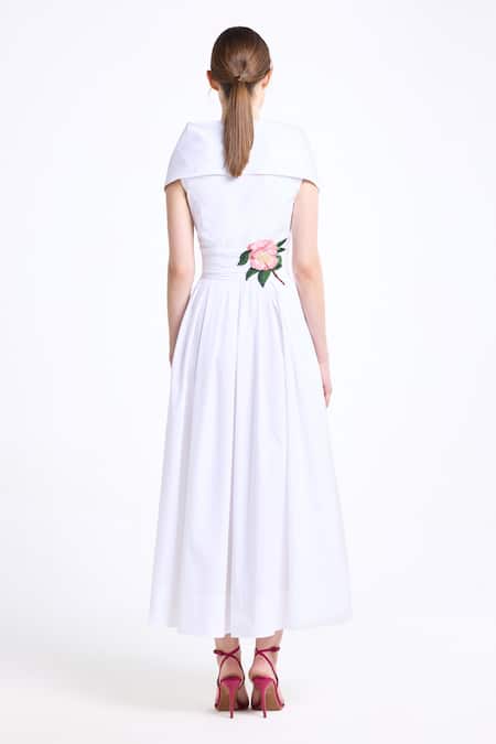 Gauri & Nainika Draped Shawl Collar Midi Dress 