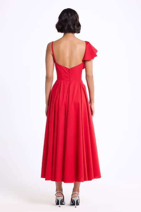 Gauri & Nainika One Shoulder Ruffled Dress 