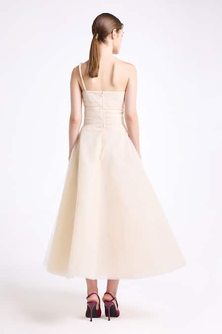 Gauri & Nainika One Shoulder Twisted Strap Draped Dress 