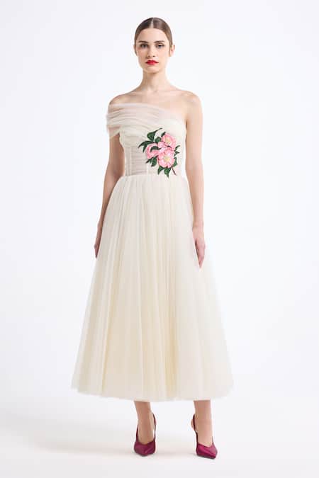 Gauri & Nainika One Shoulder Draped Dress 