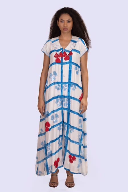 Jajobaa Geometrical Print Dress With Jacket 