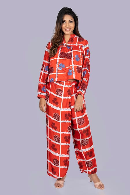Jajobaa Floral Geometrical Print Top & Pant Set 