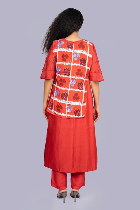 Jajobaa Floral Geometric Print Kurta Set 