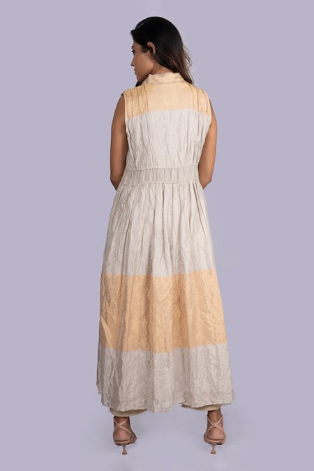 Jajobaa Designer Tissue Gathered Jacket Tunic Set 