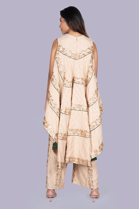 Jajobaa Golden Embroidered Top & Pant Set 