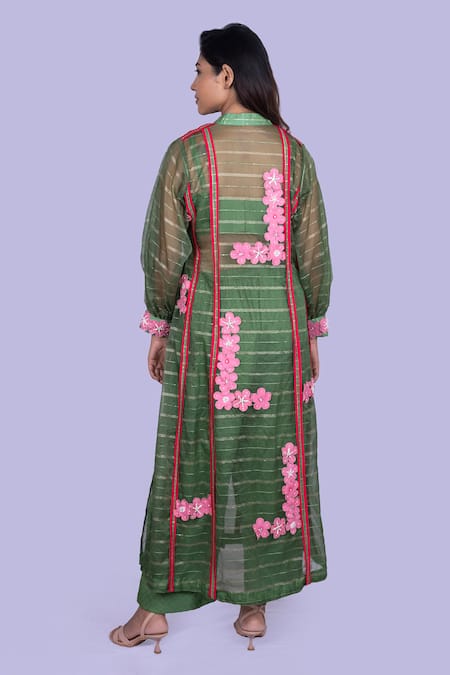 Jajobaa Embroidered Emerald Green Jacket & Pant Set 