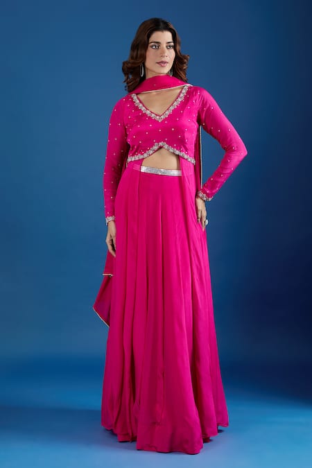 Samyukta Singhania Embroidered Blouse & Skirt Set 