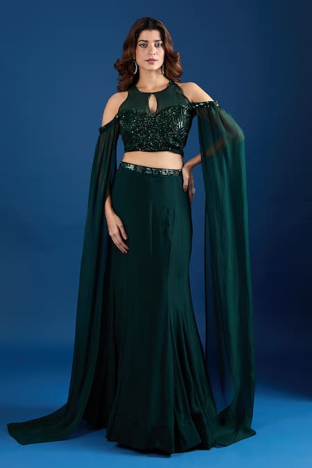 Samyukta Singhania Embroidered Blouse & Skirt Set 