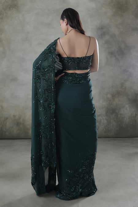 Premya By Manishii Hand Embroidered Saree With Blouse 